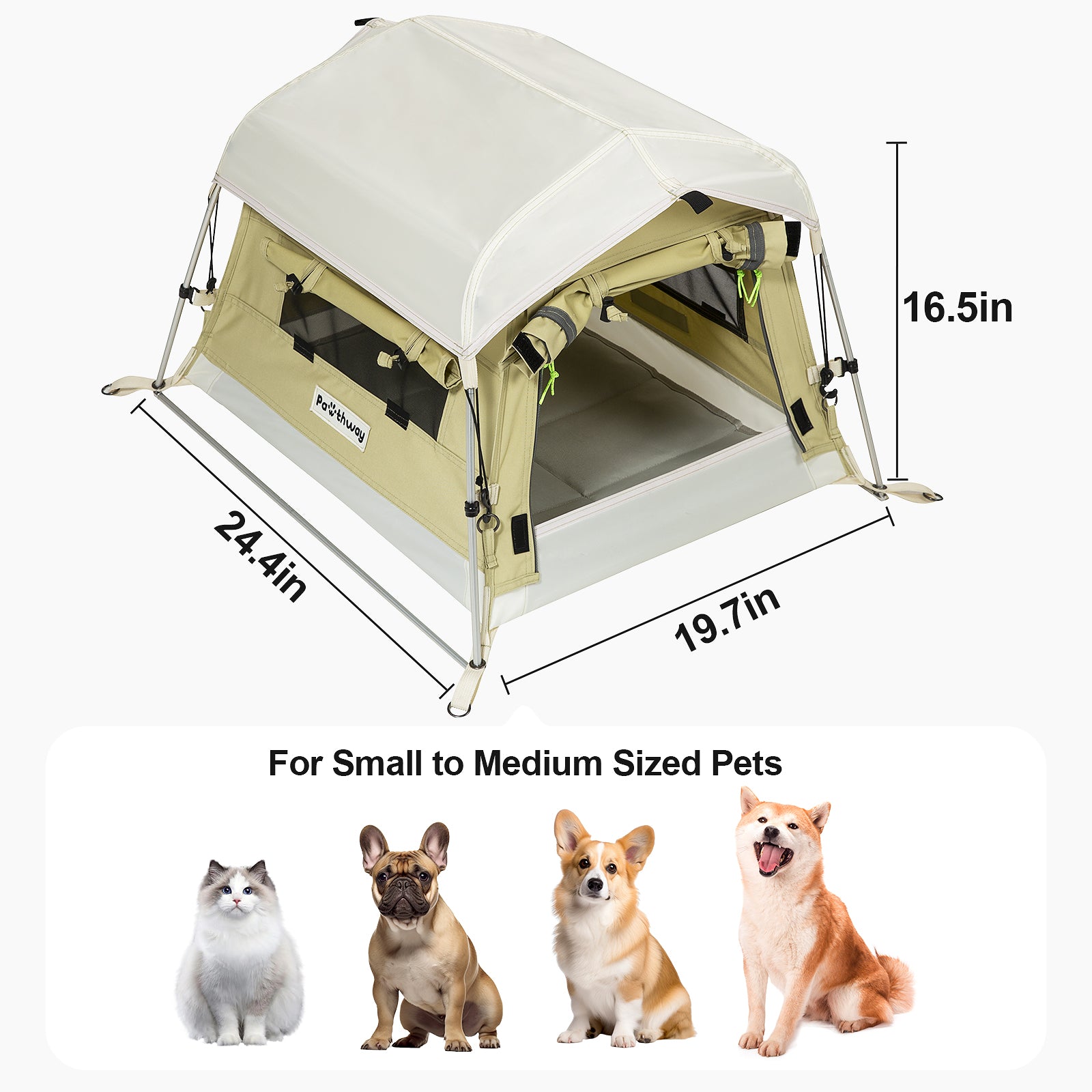 Small Green Pet Tent (24.4''L x 19.7''W x 16.5''H)