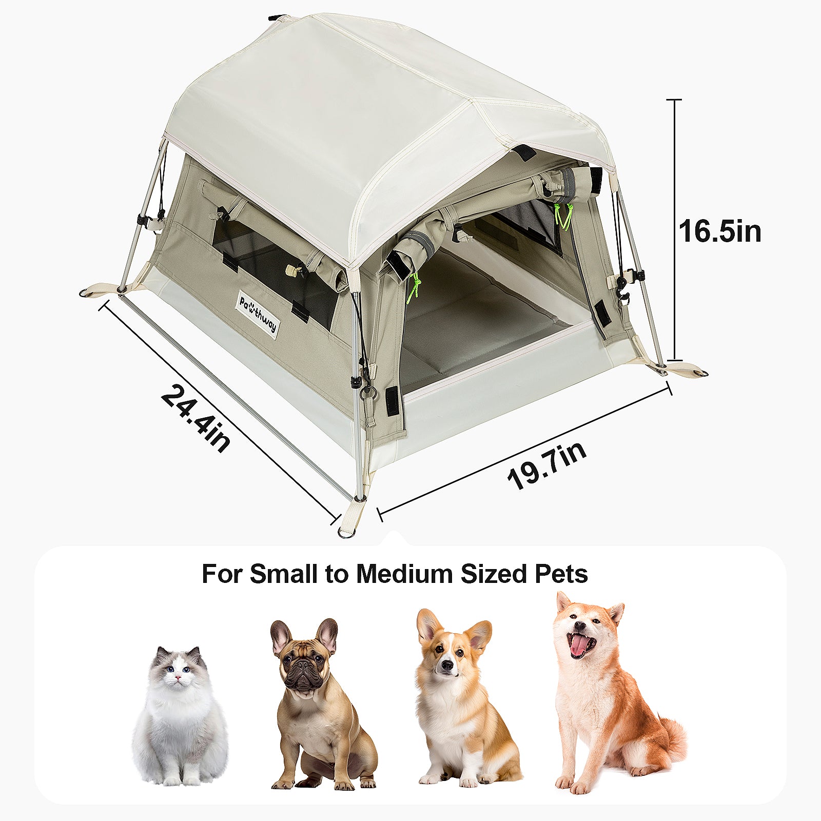 Small Gray Pet Tent  (24.4''L x 19.7''W x 16.5''H)